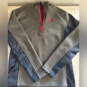 Spyder Men's Zip-Up Sweater in Olive and Black